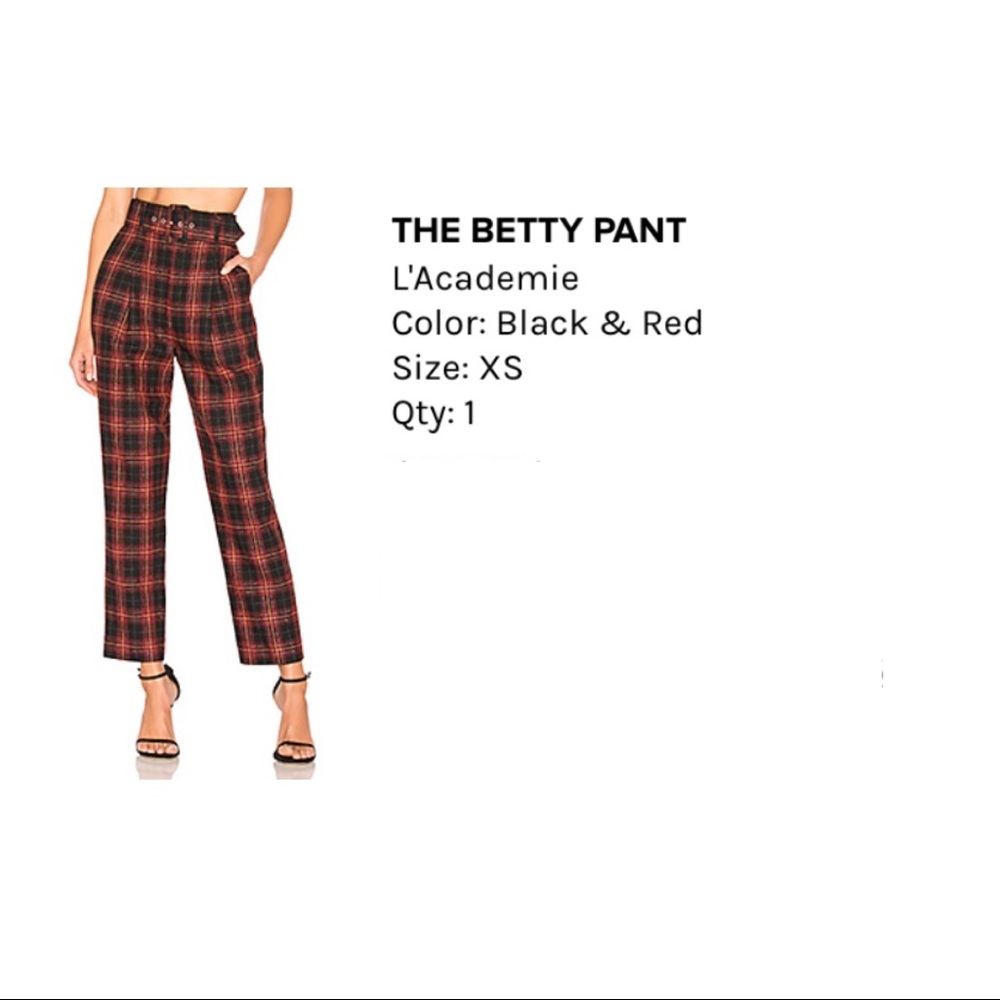 L’Academia red plaid belted trousers